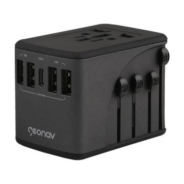 Imagem de Carregador de Tomada 4 Entradas USB e 1 USB-C - Geonav TLCH65BK
