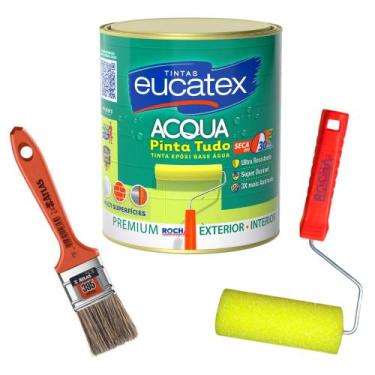 Imagem de Tinta Epoxi Branca para Pintar Azulejo 900ml + Pincel + Rolo - Eucatex
