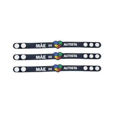 Imagem de Pulseira infantil emborrachada com regulagem pai mãe de autista identi