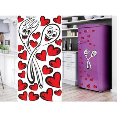 Imagem de Adesivo Decorativo Para Geladeira Moveis Paredes Tema Garfo Colher Cor
