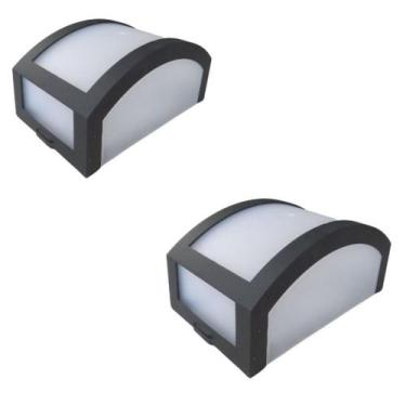 Imagem de Kit 2 Arandelas Parede Externa Interna Policarbonato P Preta - Poliluz