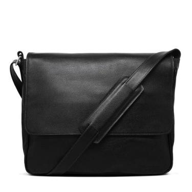 Imagem de Bolsa Carteiro de Couro Renné  Preta - Relicário, Preto, Único
