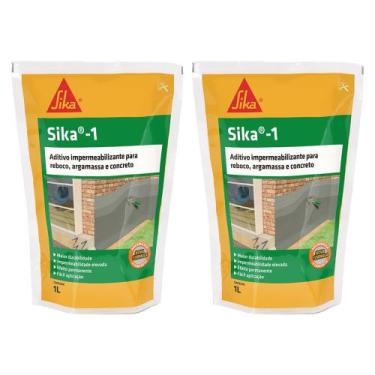 Imagem de Kit 2 Aditivo Impermeabiliza Sika-1 Argamassa Concreto 1 Lt