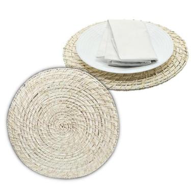 Imagem de Jogo Americano Sousplat Redondo Rattan Bambu Rústico Artesanal Natural