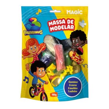 Imagem de Massa de modelar 6 cores 3 moldes 1 rolinho - 3 palavrinhas - 150 g