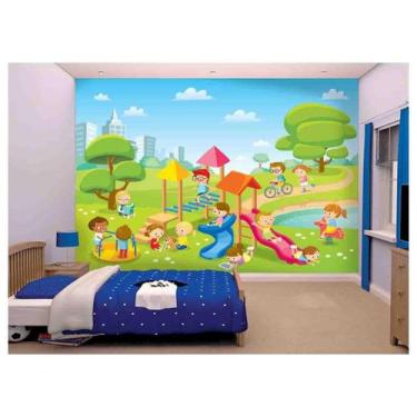 Imagem de Papel De Parede Infantil Crianças Parquinho  Azs92 - Você Decora