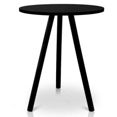 Imagem de Mesa de Canto Lateral Atlanta Tripé Redonda Tampo em MDF Preta e Preta
