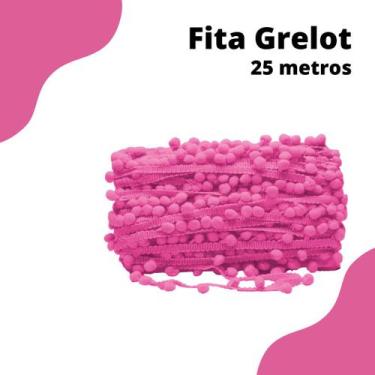 Imagem de Fita Pompom Rosa Chiclete 20mm Rolo Com 25 Metros - Nybc