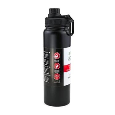 Imagem de Garrafa térmica esportiva de aço inox com capacidade de 800ml, ideal para academia. Design moderno, isolado a vácuo, mantém bebidas frias ou quentes por horas. (Preto)