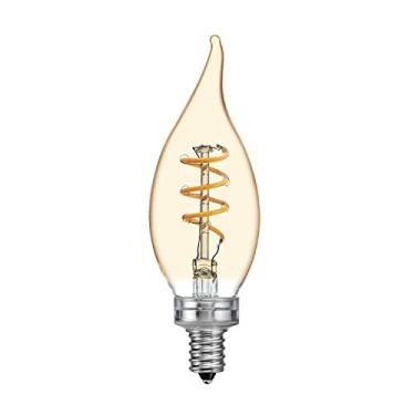 Imagem de Lâmpada de LED decorativa GE Vintage Bent Tip, substituição de 25 watts, acabamento âmbar, regulável, base de candelabro E12, pacote com 1