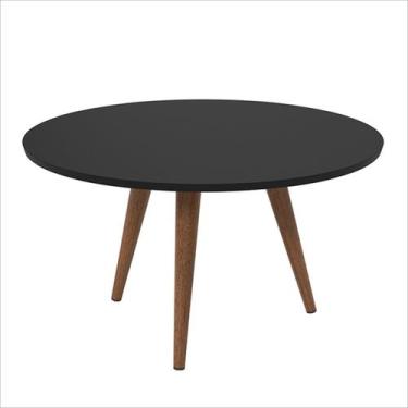 Imagem de Mesa de Centro Decorativa Slim Preto Acetinado Redonda Pés Palito - Pa