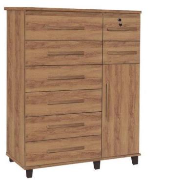 Imagem de Comoda sapateira Trino com chave 08 gavetas cor Canela fosco - TRIN.