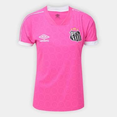 Imagem de Camisa Feminina Umbro Santos Outubro Rosa 23/24 S/N, Rosa, Branco, G, 
