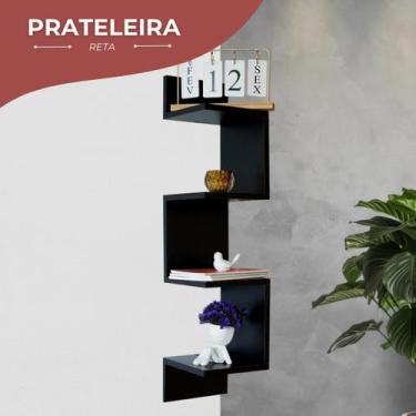 Imagem de Prateleira De Canto Suspensa Decorativa Estante Livros - Kelan, Preto