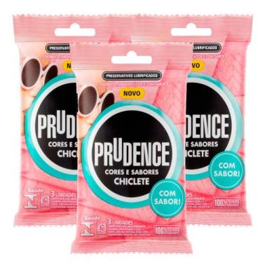 Imagem de Preservativo Prudence Cores e Sabores Chiclete 3 Unidades  Kit com trê