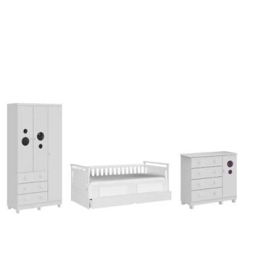 Imagem de Quarto Completo Lipe , Cômoda e Guarda Roupa 03 portas MDF - Moveis Pe