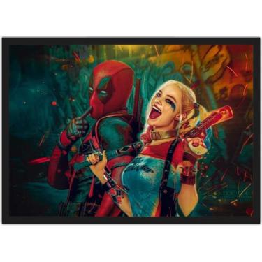 Imagem de Quadro Decorativo Arlequina Deadpool Geek Decorações Com Moldura G02 -