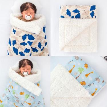 Imagem de Kit de 2 Mantas Cobertor Bebê e Infantil para Menino com Sherpa - Pand