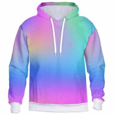 Imagem de Blusa de Frio Feminina Masculina Moletom Degrade Com Capuz Confortável