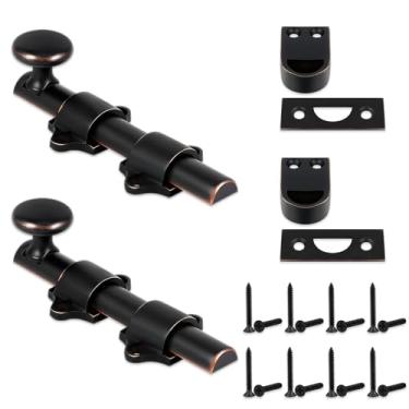 Imagem de Tandefio 2 peças de parafusos de porta holandeses de 10 cm para serviço pesado de latão sólido fechadura de ferragens de porta, trava de sótão para celeiro deslizante holandês (Bronze)