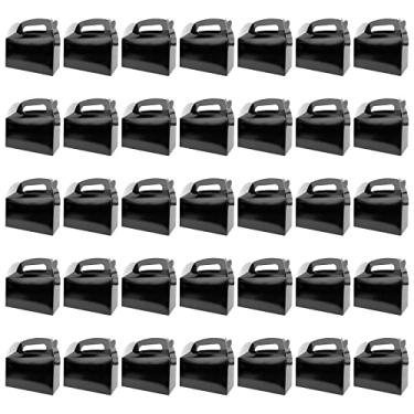 Imagem de HKLMRO 35 peças caixas de presente de biscoitos pretos para doces e doces, caixa de presente para você mesmo, sacos de lembrancinha portáteis para lanches, presente de papelão, perfeita para crianças, aniversário, Halloween, casamento, chá de bebê, artigos de decoração