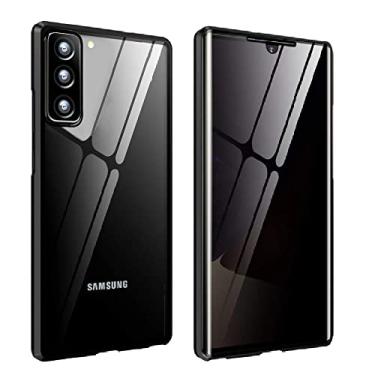 Imagem de Guppy Capa antiespiar para Galaxy S24, protetor transparente frontal e traseiro de 360 graus, privacidade, vidro temperado, proteção total, adsorção magnética, metal amortecedor, capa flip para Galaxy