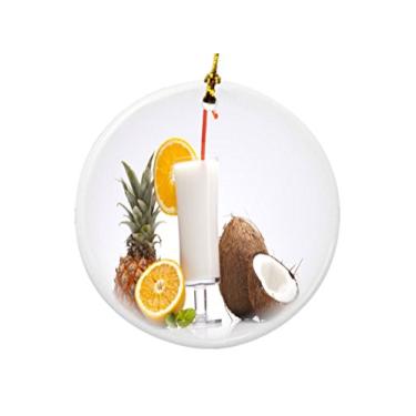 Imagem de Rikki Knight Ornamentos de Natal de dois lados de porcelana redonda com design de bebida Pina Colada exótica