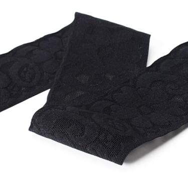 Imagem de Fita de renda elástica preta com acabamento em renda elástica para artesanato, lingerie, vestidos de noiva, vestidos, acessórios de roupas para decoração de festa de casamento (preto, 5,6 cm x 5,5 m)