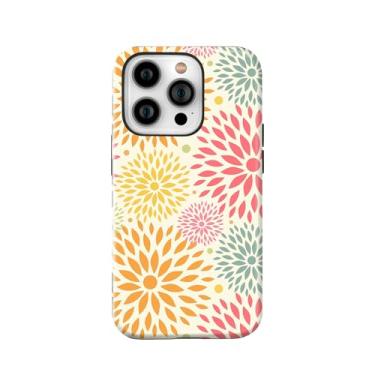 Imagem de LOQUPE Projetada para iPhone 15 Pro Max de 6,7 polegadas - Capa híbrida de policarbonato + TPU resistente, leve, fina, à prova de choque, capa protetora para mulheres, linda flor impressa colorida