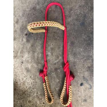 Imagem de Cabeçada De Corda Dupla Grossa Com Testeira Trançada - AF COUROS, Verm