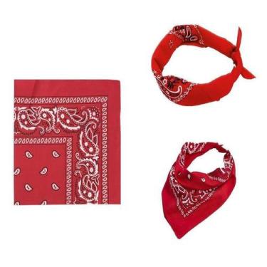 Imagem de Bandana Faixa Lenço Cabelo Vermelho Unissex Poliéster - Blook