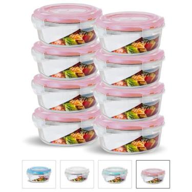 Imagem de Kit Conjunto 8 Potes Vidro Hermético Redondo Marmita Mantimentos 950ml
