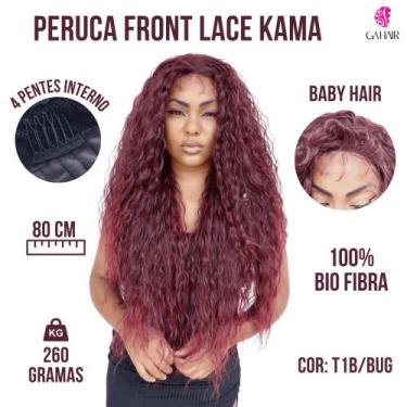 Imagem de Peruca Front Lace Cacheada 100% Bio Fibra 80Cm - Repartição Livre Acab