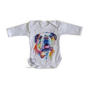 Imagem de body nenê criança roupa bebê manga longa Cachorro Bulldog - Empório Du