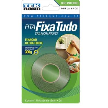 Imagem de Fita Adesiva Dupla Face Verde 19mm x 2m Fixa Tudo TekBond