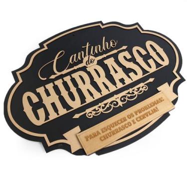 Imagem de Cantinho Do Churrasco Placa Decorativa Grande Mdf - Yper Criativo, Pre