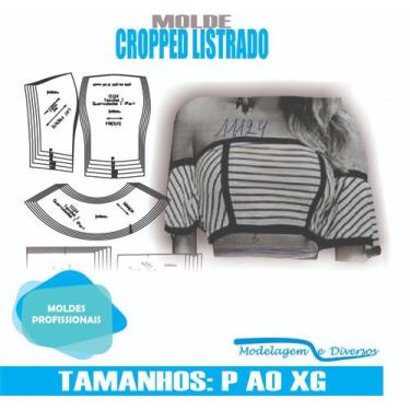 Imagem de Molde cropped listrado, modelagem&diversos, p-xg, correios