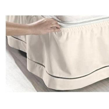 Imagem de Saia Cama Box Conjugada Casal  Queen Ponto Palito  1.98 x 1.58 x 0.35.