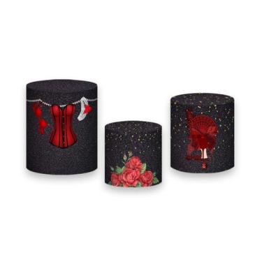 Imagem de Trio de Capas de Cilindro -  Chá de Lingerie Vermelho e Preto 005 - Vi