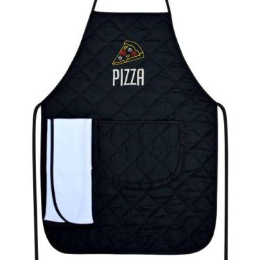 Imagem de Avental Bordado Preto Pizza - Recanto da Costura