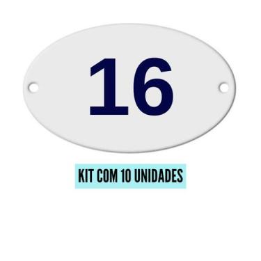 Imagem de Kit Com 10 Números Oval PVC  Numerador 1 ao 20 - Danti, Número 16 - 10