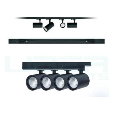 Imagem de kit Trilho Eletrificado 1,5 M + 4 Spots led 7w Bivolt Preto BQ 3000k -