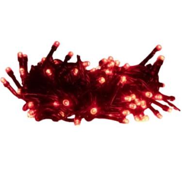 Imagem de Pisca Cordão 10 Metros Fio Verde C/ 100 LEDS Vermelho Fixo 110V - Bril