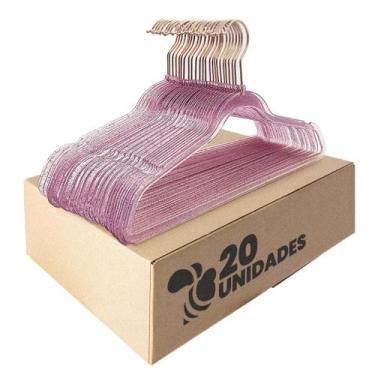 Imagem de Kit 20 Cabides Acrílico Rosa com Glitter Rosa e Gancho Rose - ARBORETH