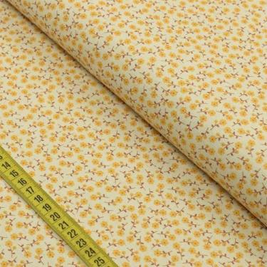 Imagem de Tecido Blend de Linho Para Patchwork - Florzinhas Amarelas (0,50x1,50)