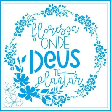 Imagem de Stencil Litoarte 20 x 20 cm - STXX-194 Guirlanda Floreça Onde Deus Te 