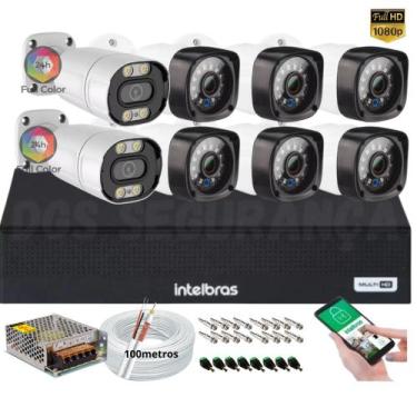 Imagem de Kit 8 Cameras Seguranca full 1080p c/ 2 Cameras Full color Dvr Intelbr