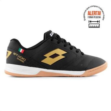 Imagem de Chuteira Futsal Lotto Stadio Classic B700 Masculina, 40, Preto, Dourad