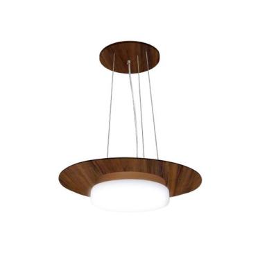 Imagem de Pendente de Madeira Saturno Vidro Imola 45 cm Imbuia/Ouro Velho - Made