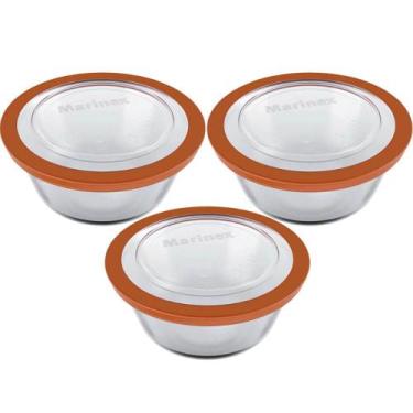 Imagem de Kit 3 Pote de Vidro 2,4L Marinex Refratário Redondo Tampa Plástica Tra